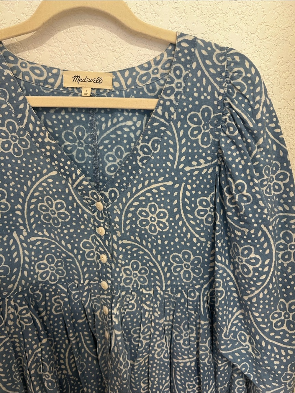 Madewell Blue Printed Button-Tiered Dress - Picture 2 of 6